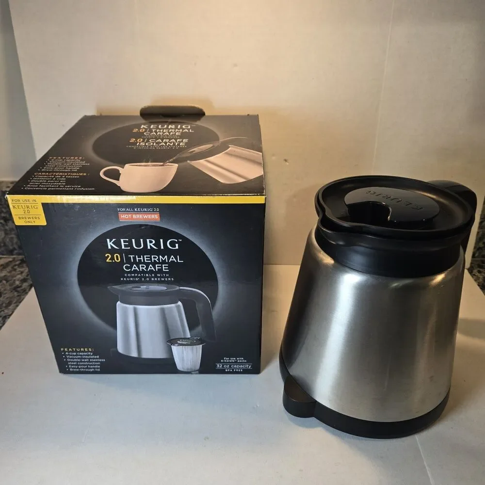 Keurig 2.0 Stainless Steel Thermal Double Wall Coffee Carafe 4 Cup Capacity CIB